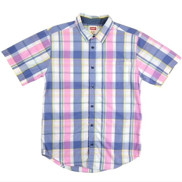 Wrangler Boy pastel plaid button Down Size XL 14/16 - Picture 1 of 9